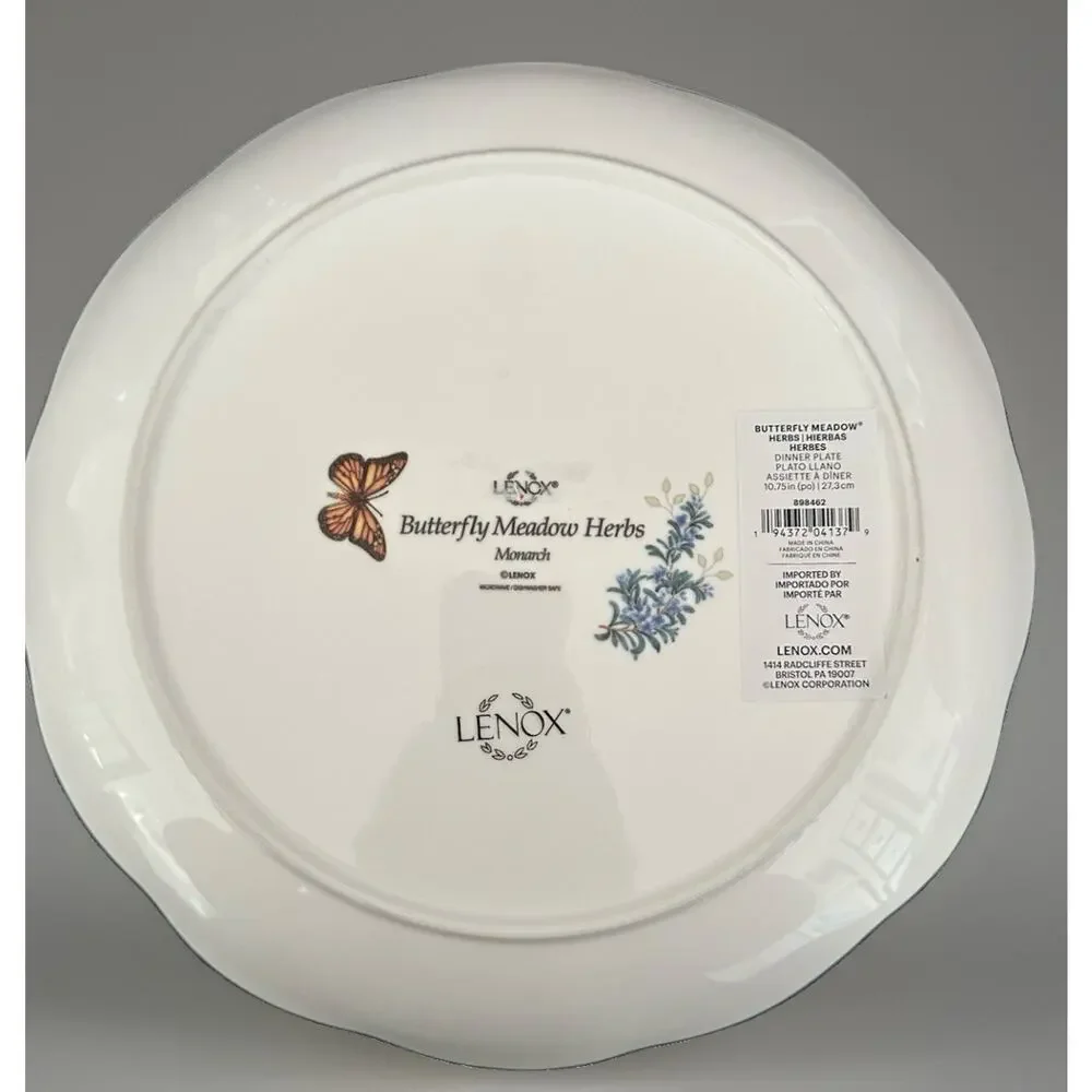 Lenox Butterfly Meadow Herbs Collection Monarch 10.75” Dinner Plate NEW with Tag